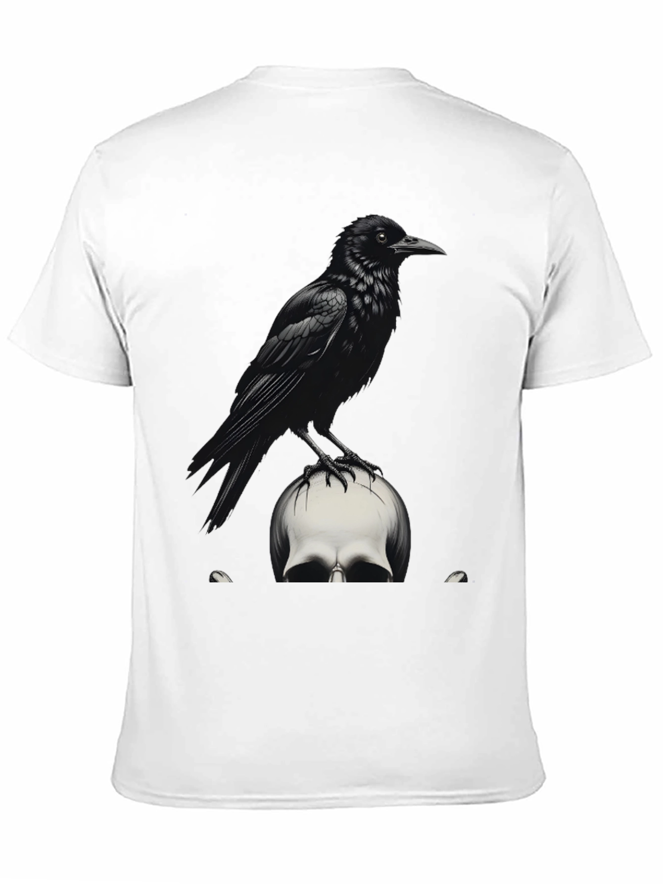 Raven on Skull Graphic Tee - Dark Gothic Style