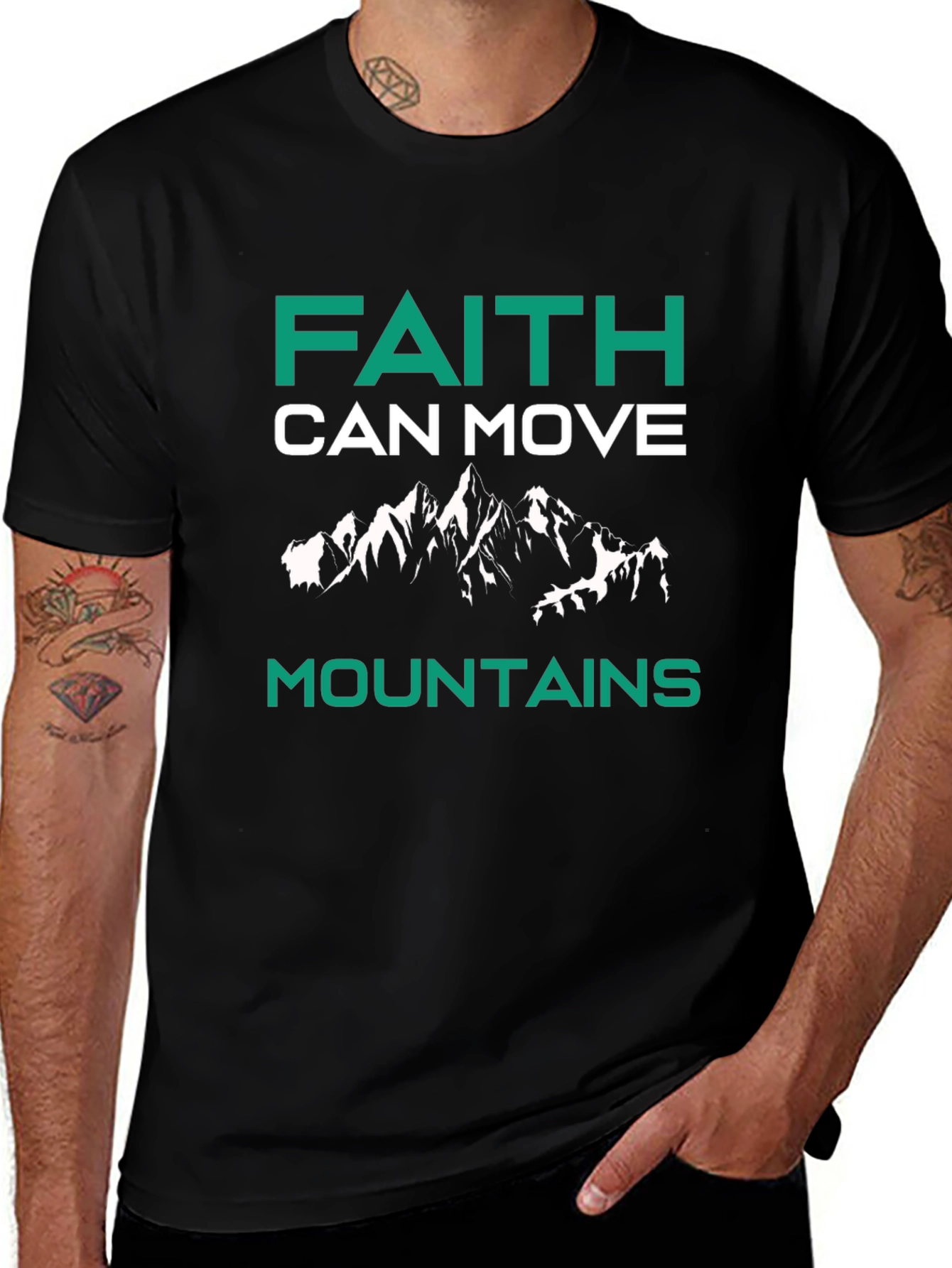 Faith Can Move Mountains Graphic Tee - Black