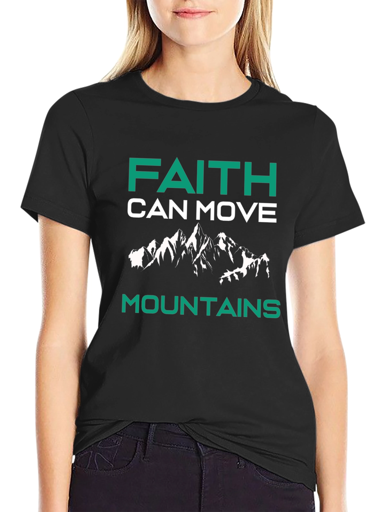 Faith Can Move Mountains Graphic Tee - Black