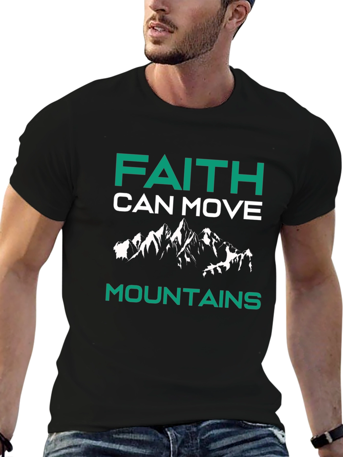 Faith Can Move Mountains Graphic Tee - Black