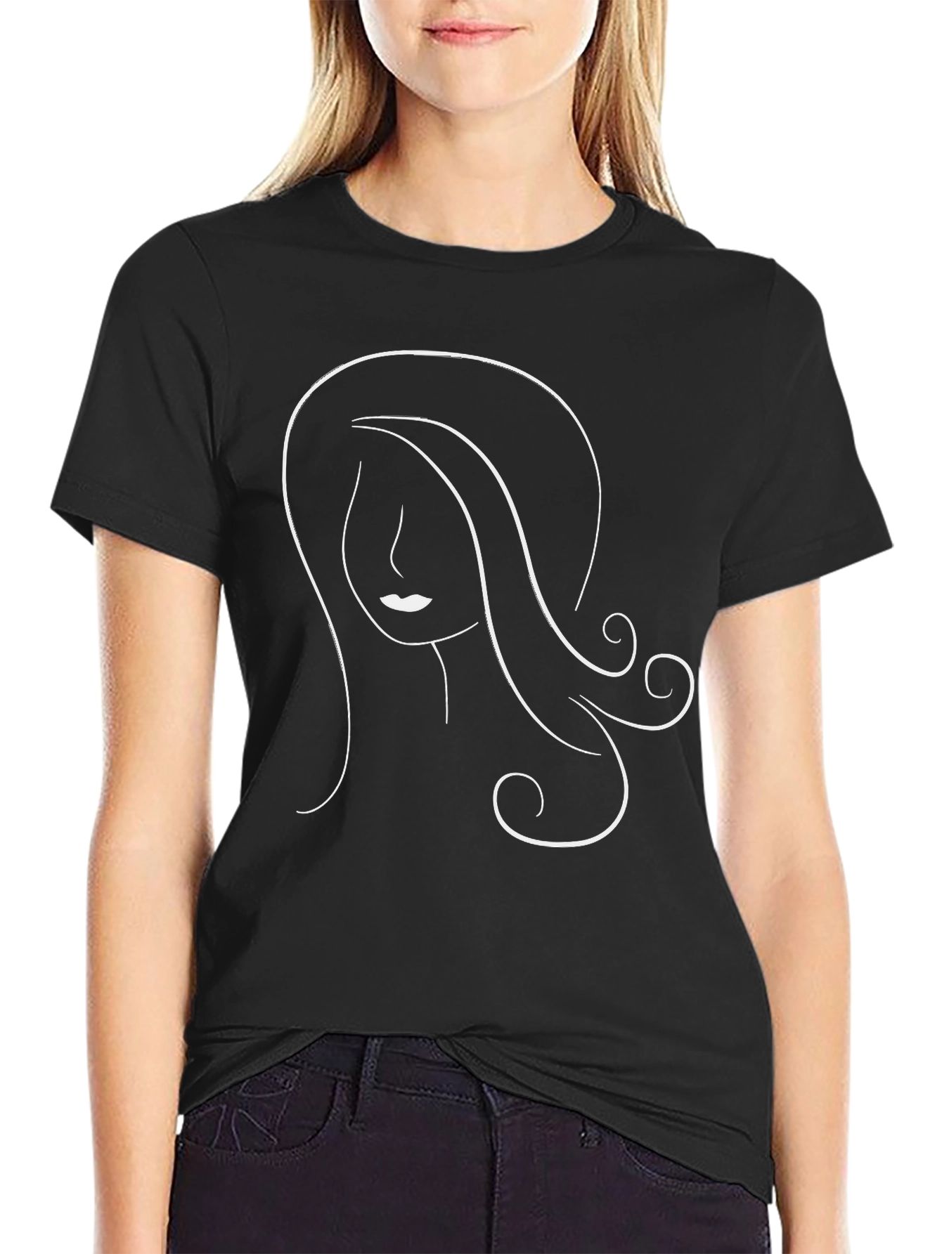 Minimalist Woman Graphic Tee - Black