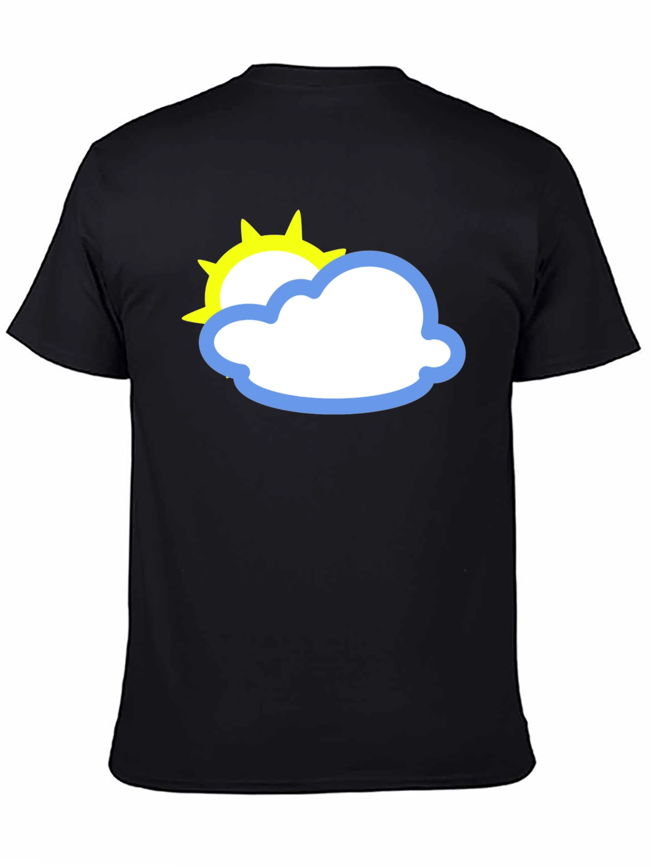 Black Tee with Sun and Cloud Graphic