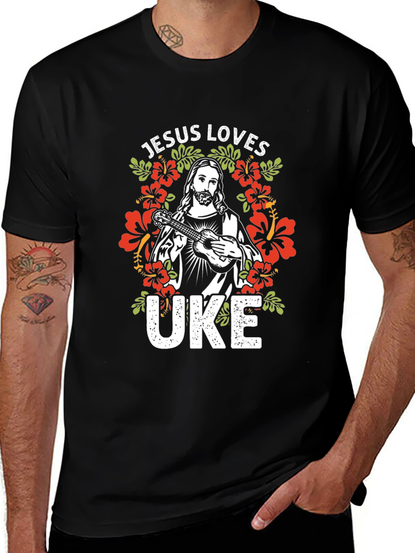 Jesus Loves Uke T-Shirt - Graphic Tee