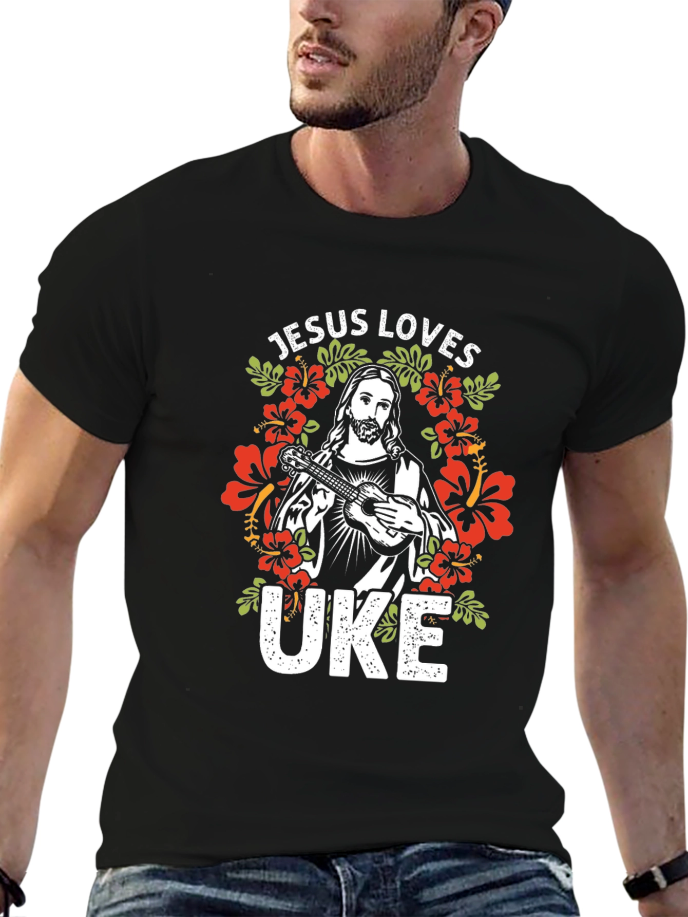Jesus Loves Uke T-Shirt - Graphic Tee