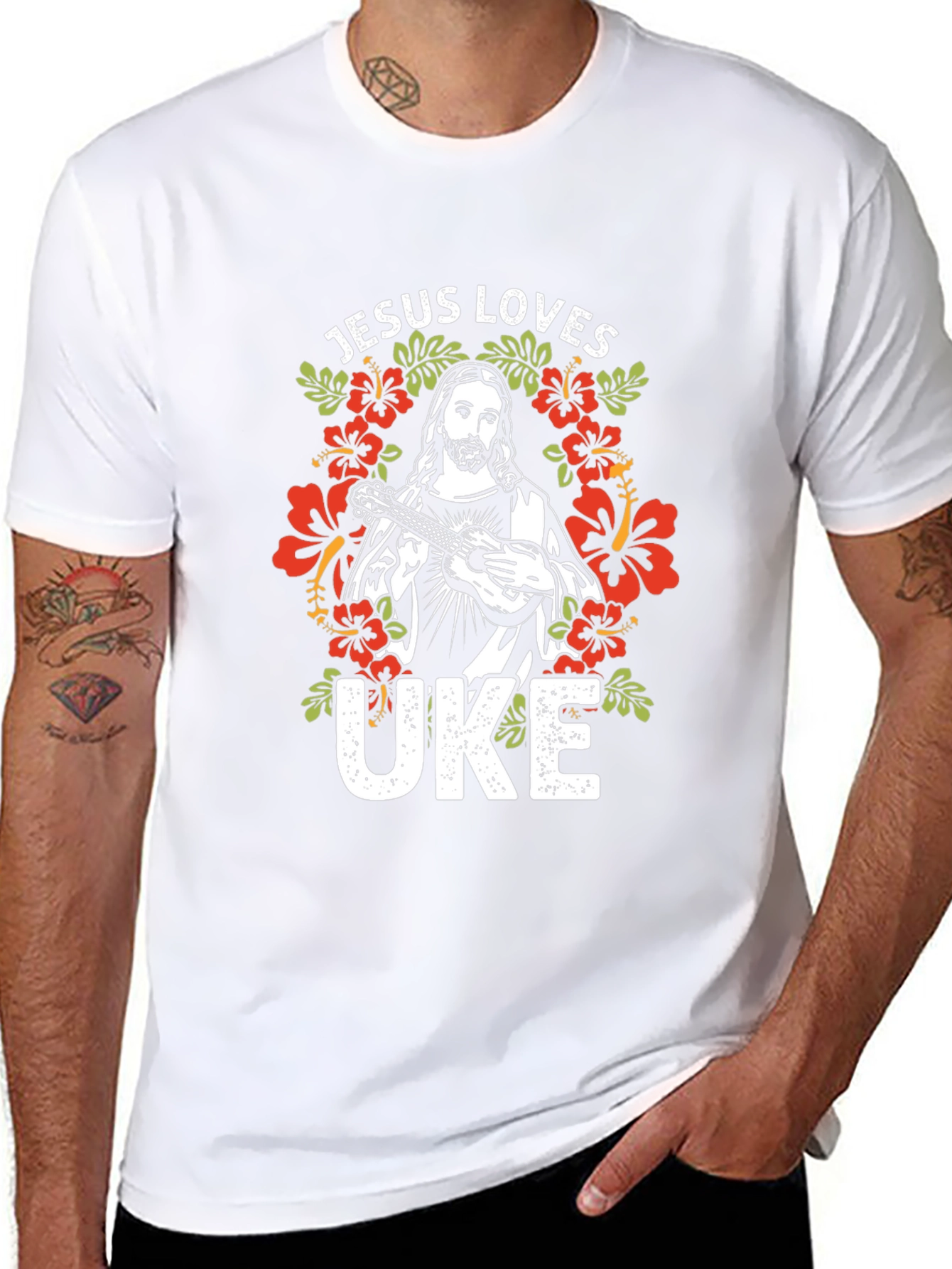Jesus Loves Uke T-Shirt - Graphic Tee