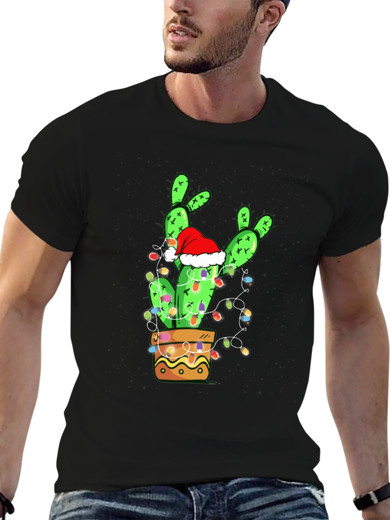 Festive Cactus T-Shirt: Christmas Holiday Apparel