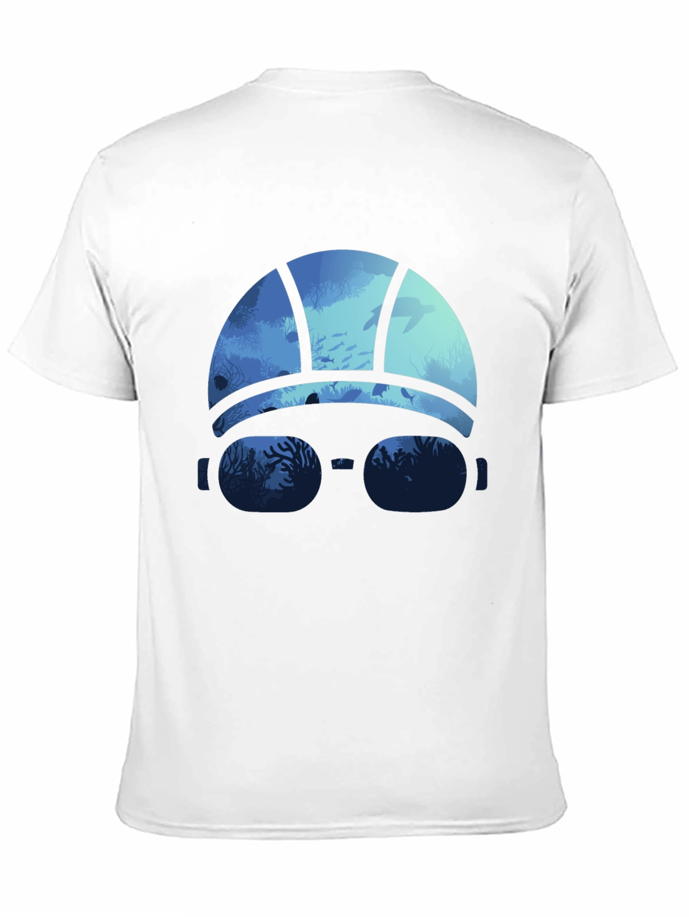 Ocean Scene Swim Cap T-Shirt - Black