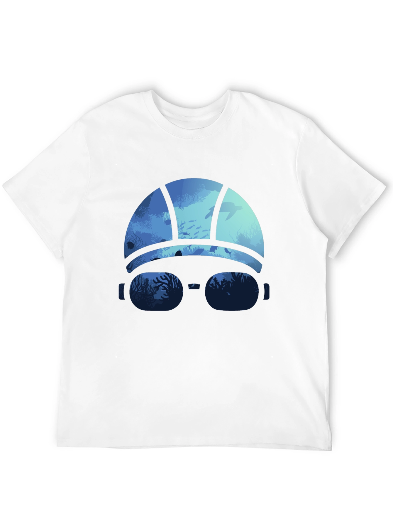 Ocean Scene Swim Cap T-Shirt - Black
