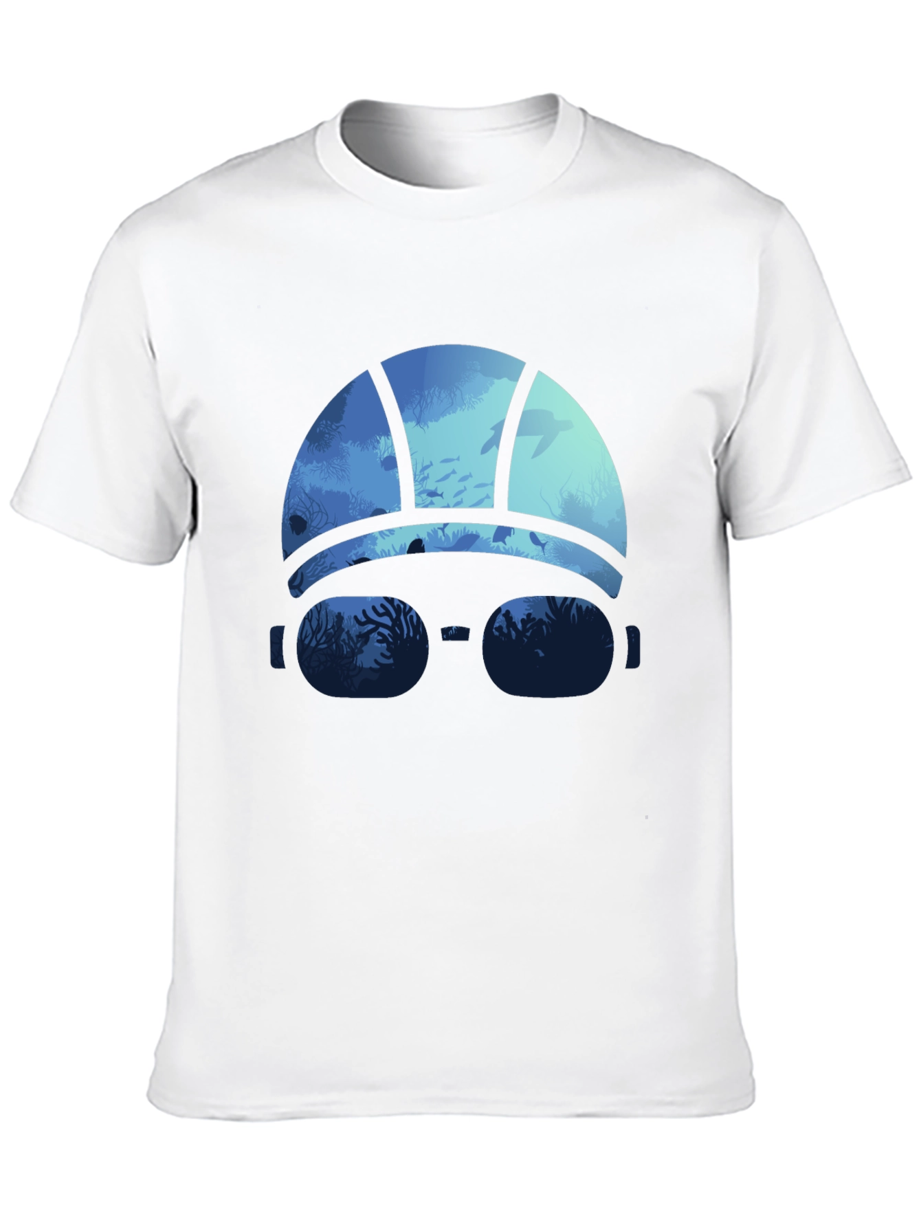 Ocean Scene Swim Cap T-Shirt - Black