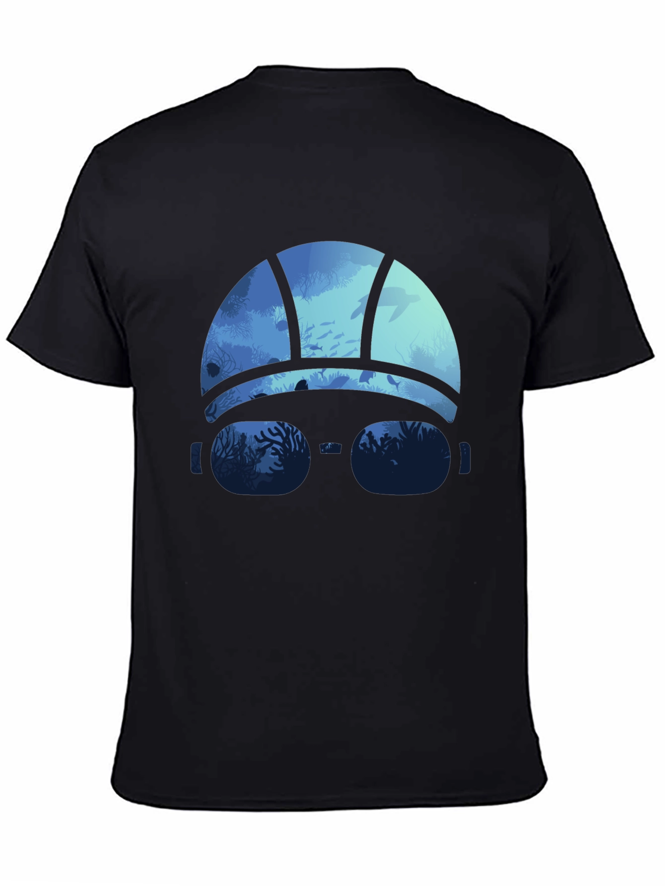 Ocean Scene Swim Cap T-Shirt - Black