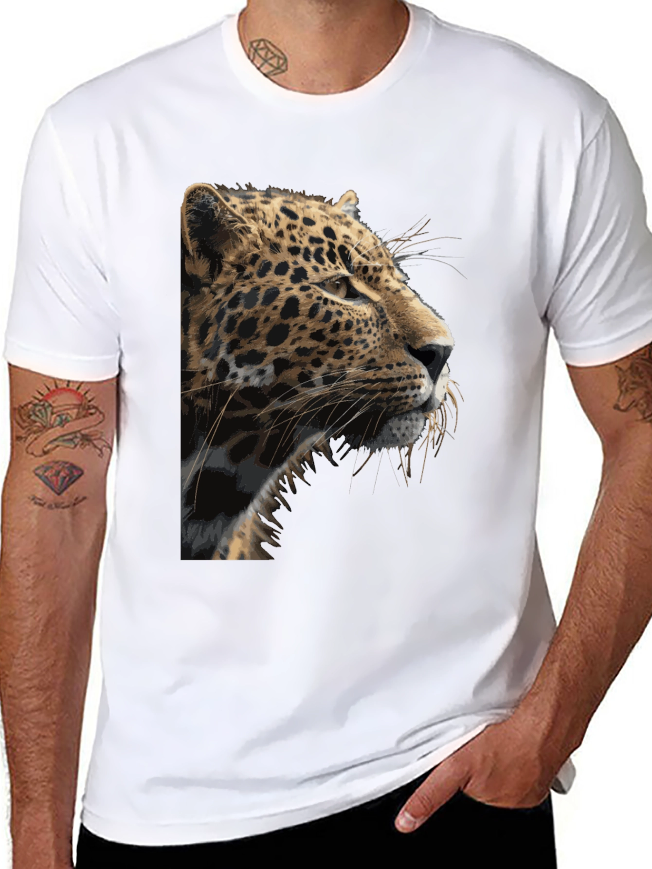 Jaguar Print Black T-Shirt - Mens Graphic Tee