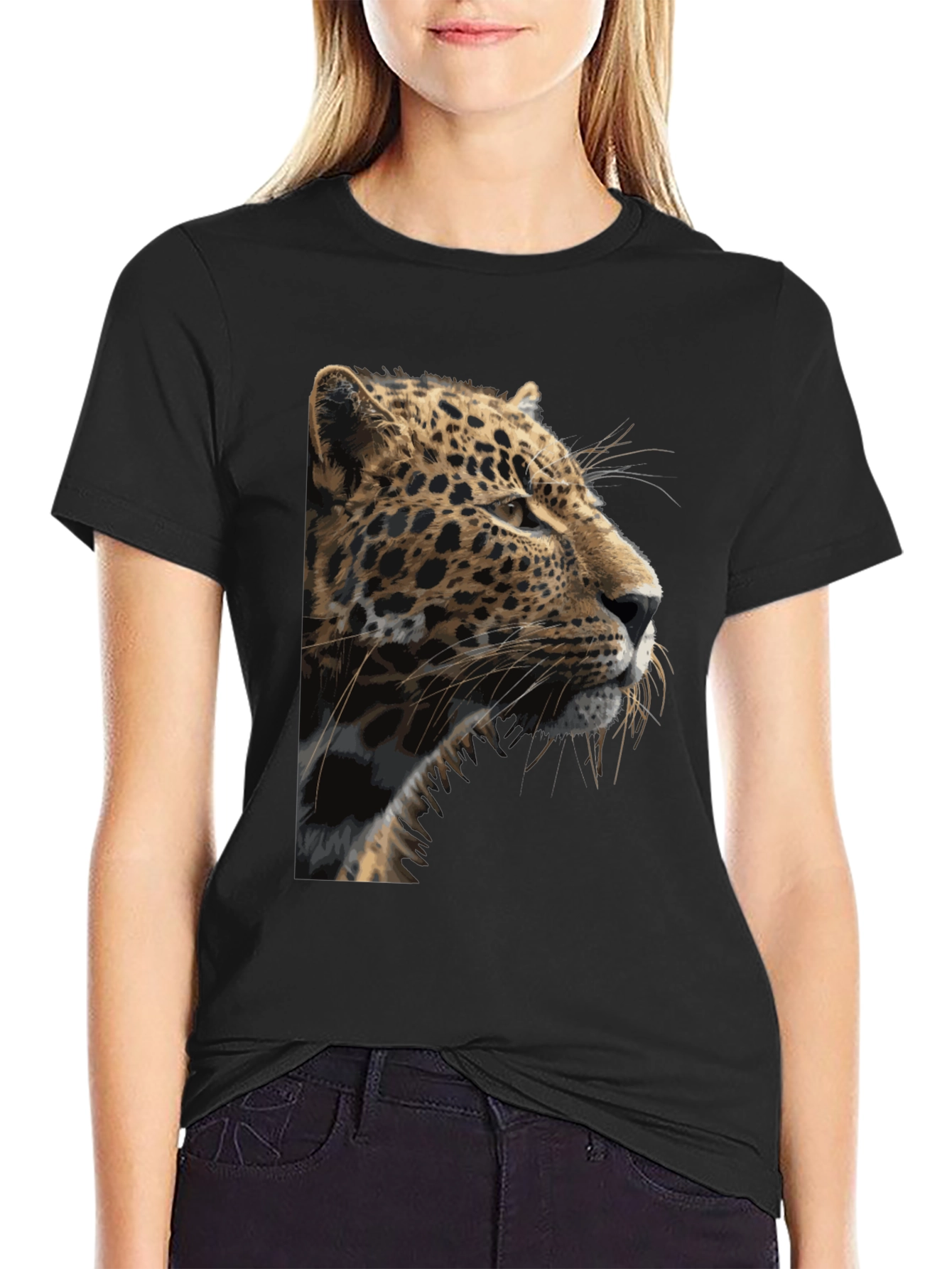 Jaguar Print Black T-Shirt - Mens Graphic Tee