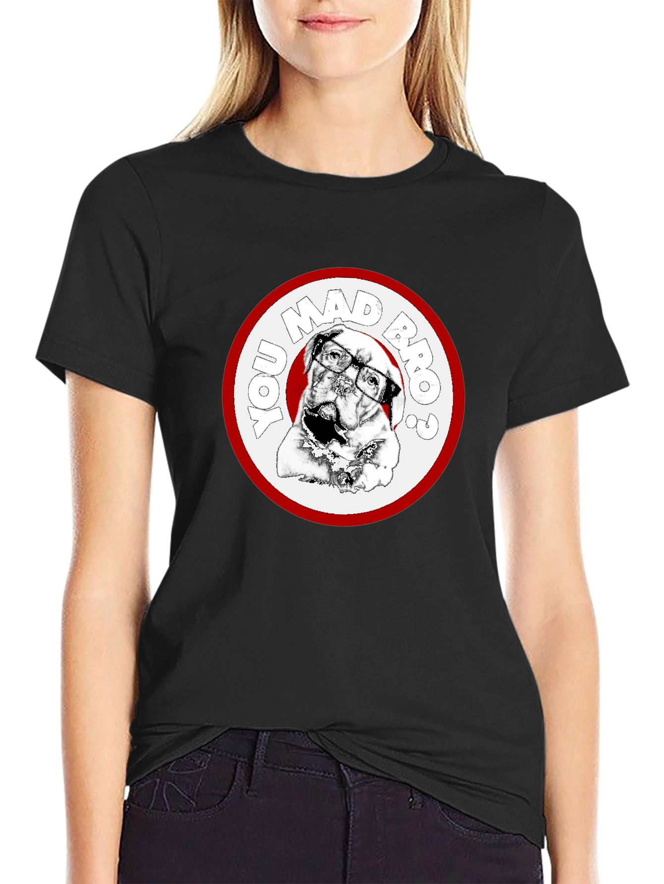 You Mad Bro? Dog Graphic Black T-Shirt