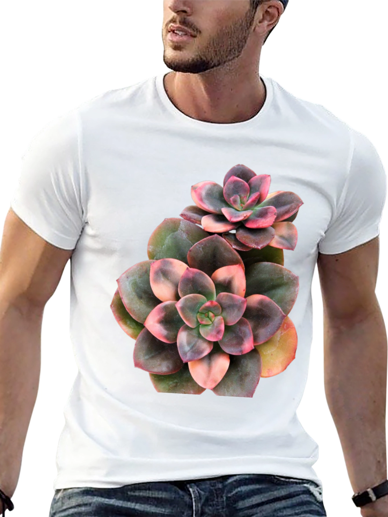 Succulent Plant Graphic Black T-Shirt