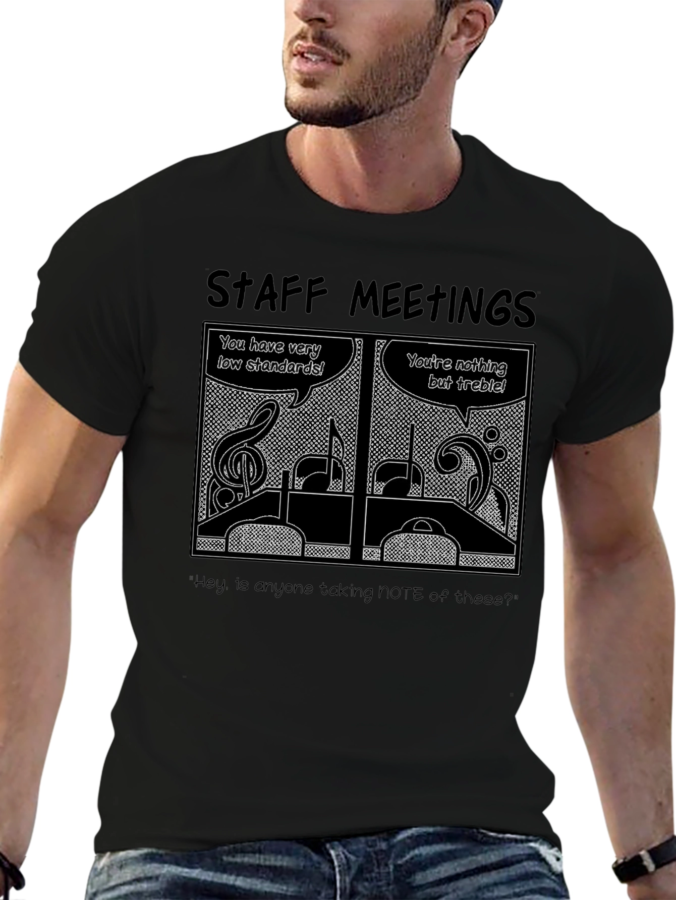 Staff Meetings Music Pun Graphic T-Shirt