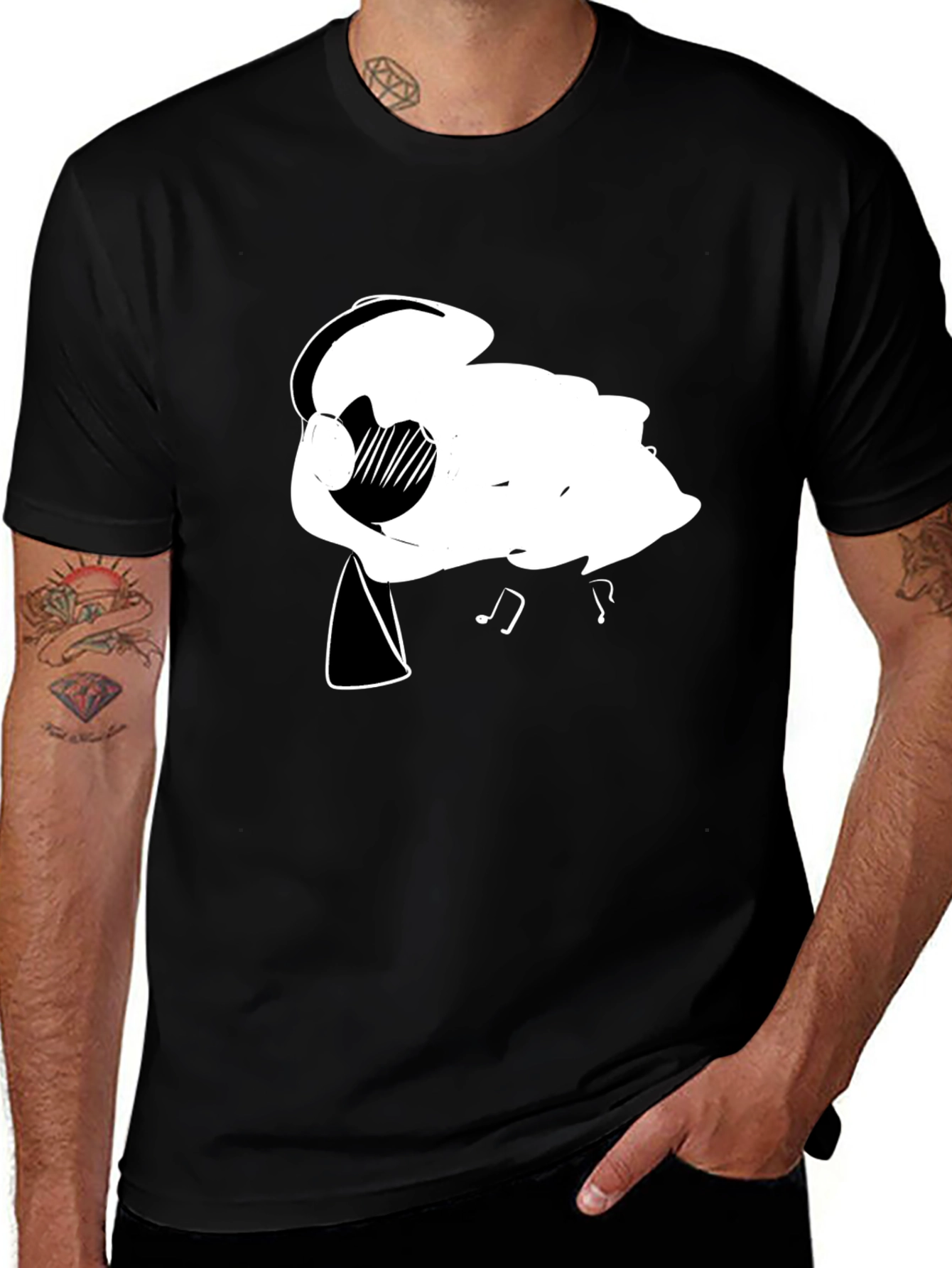 Abstract Music Lovers Black T-Shirt