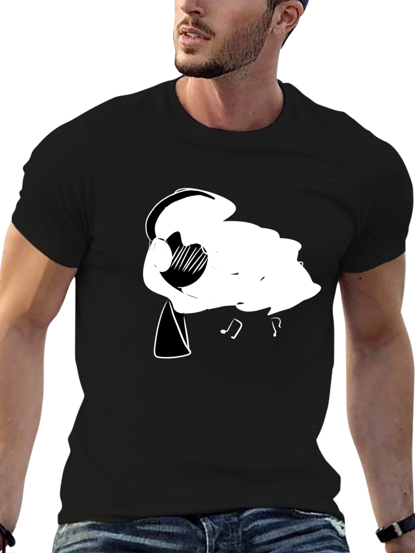 Abstract Music Lovers Black T-Shirt