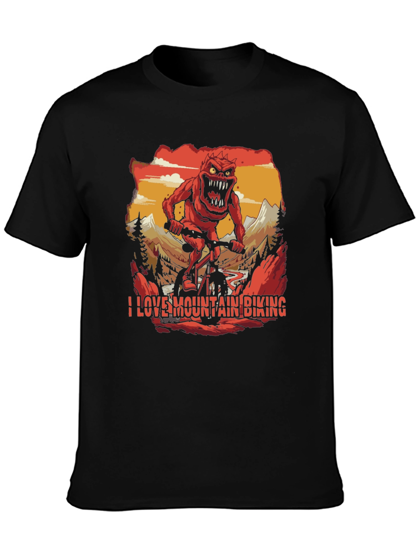 I Love Mountain Biking Monster Graphic Tee