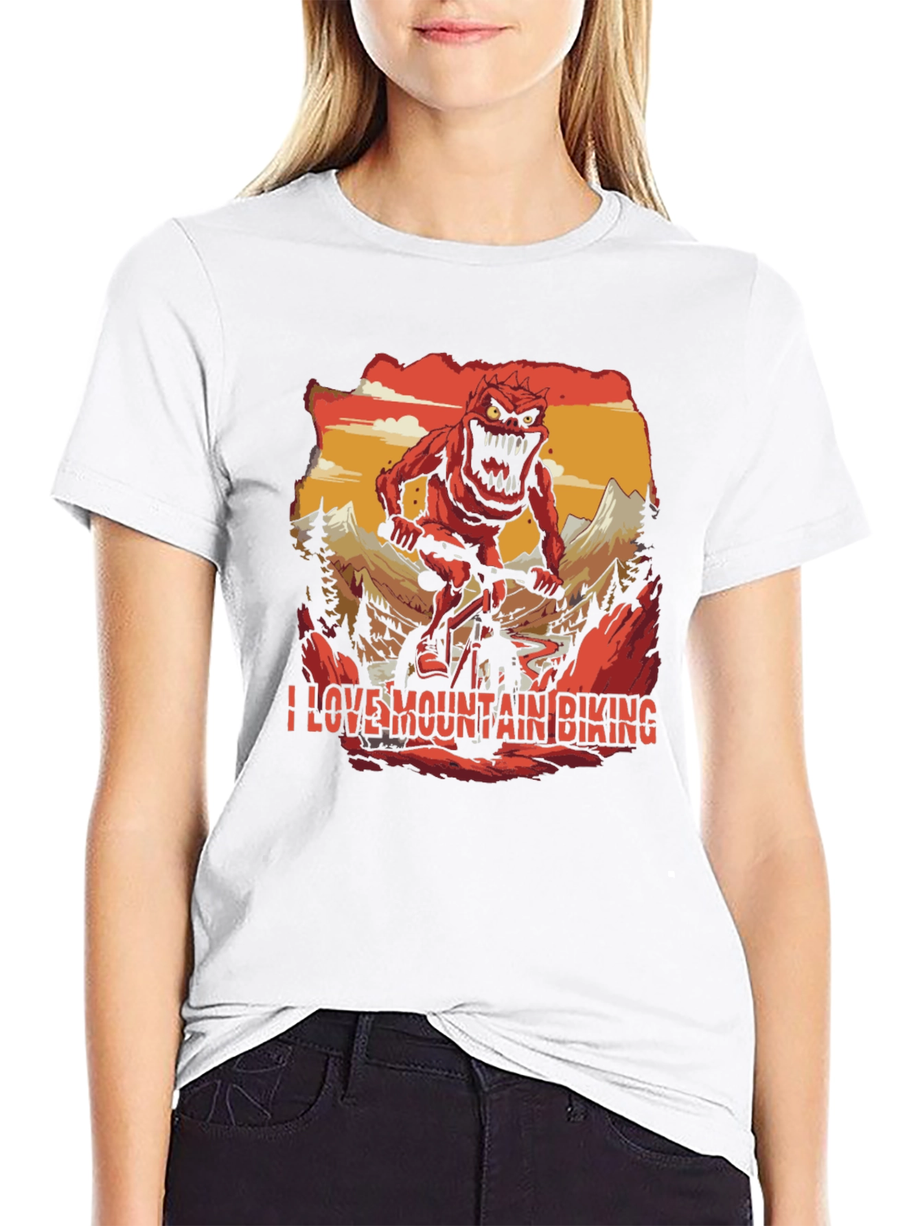 I Love Mountain Biking Monster Graphic Tee