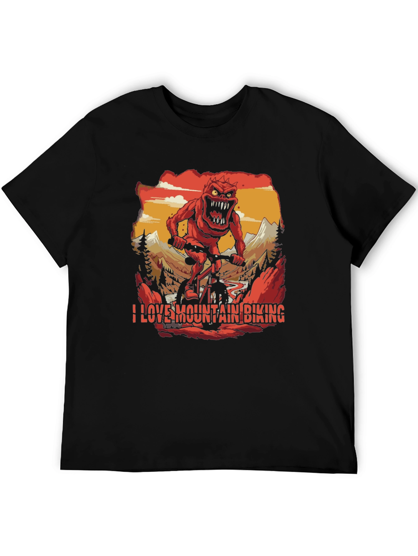 I Love Mountain Biking Monster Graphic Tee