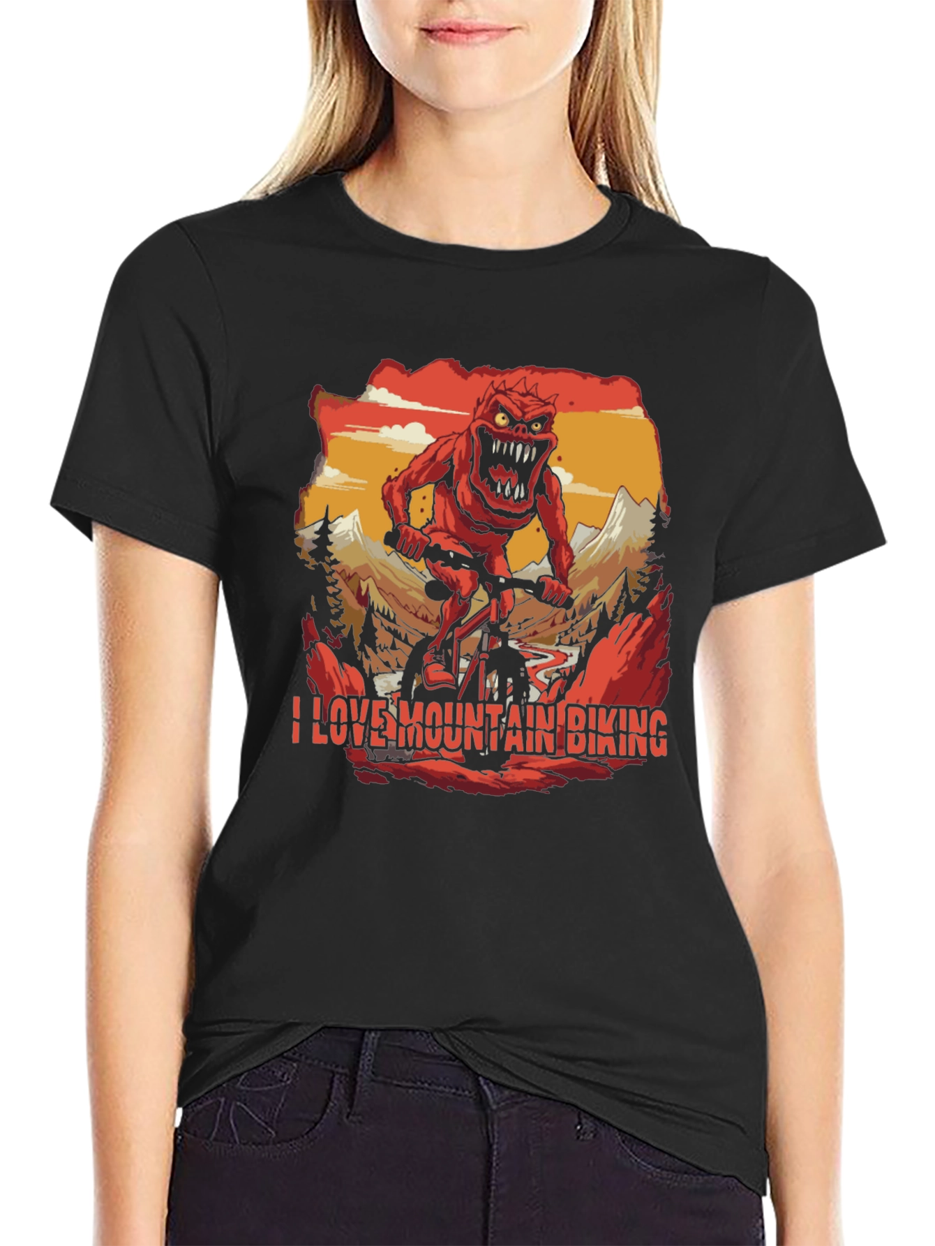 I Love Mountain Biking Monster Graphic Tee