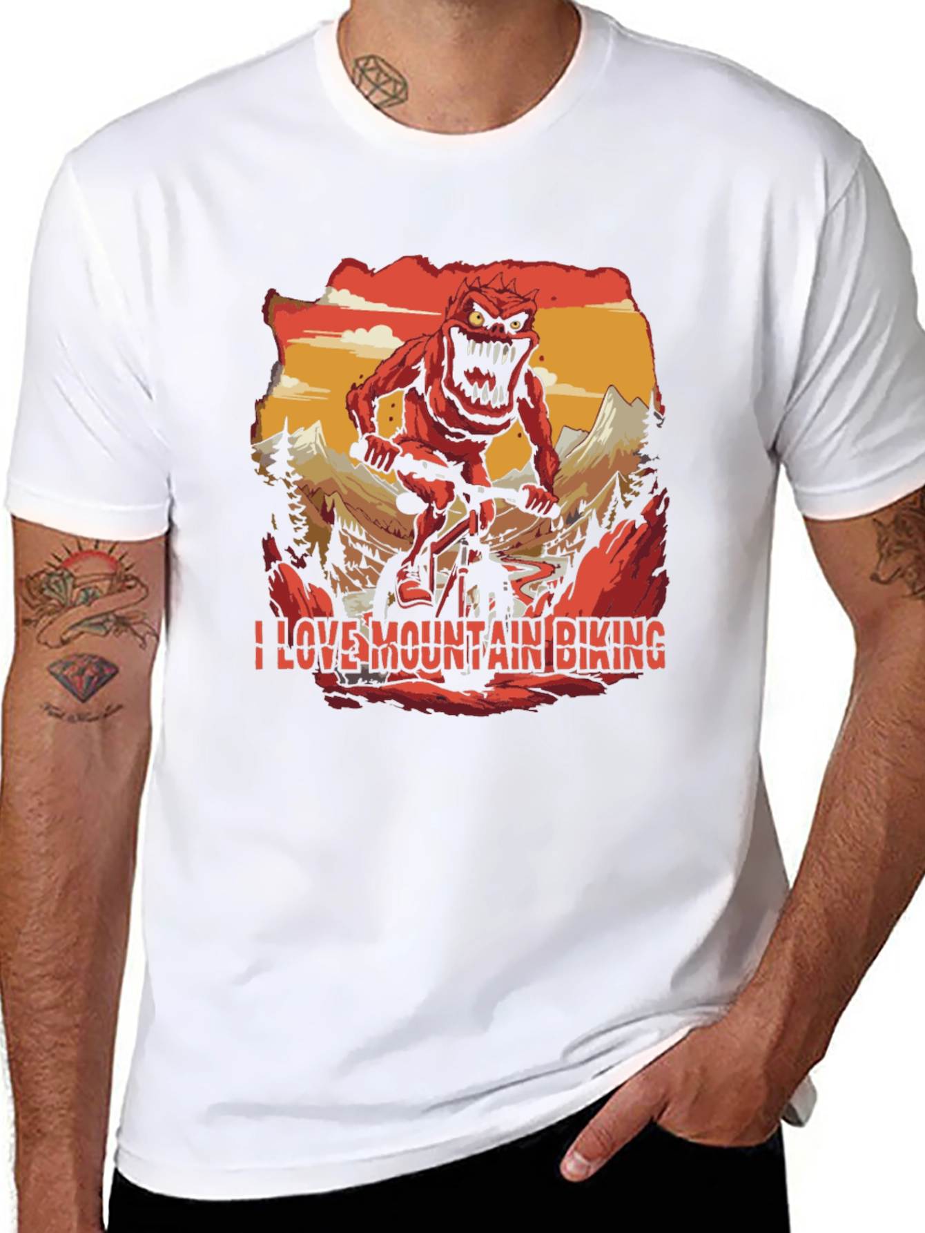 I Love Mountain Biking Monster Graphic Tee
