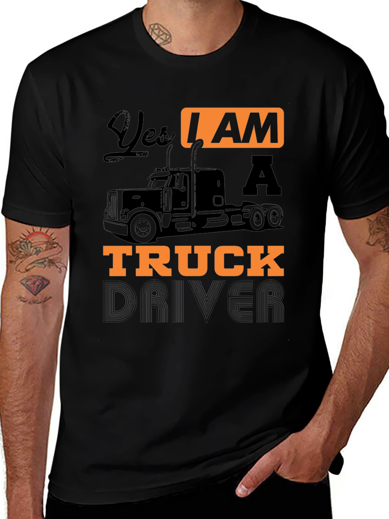 Yes I Am A Truck Driver Black Graphic T-Shirt