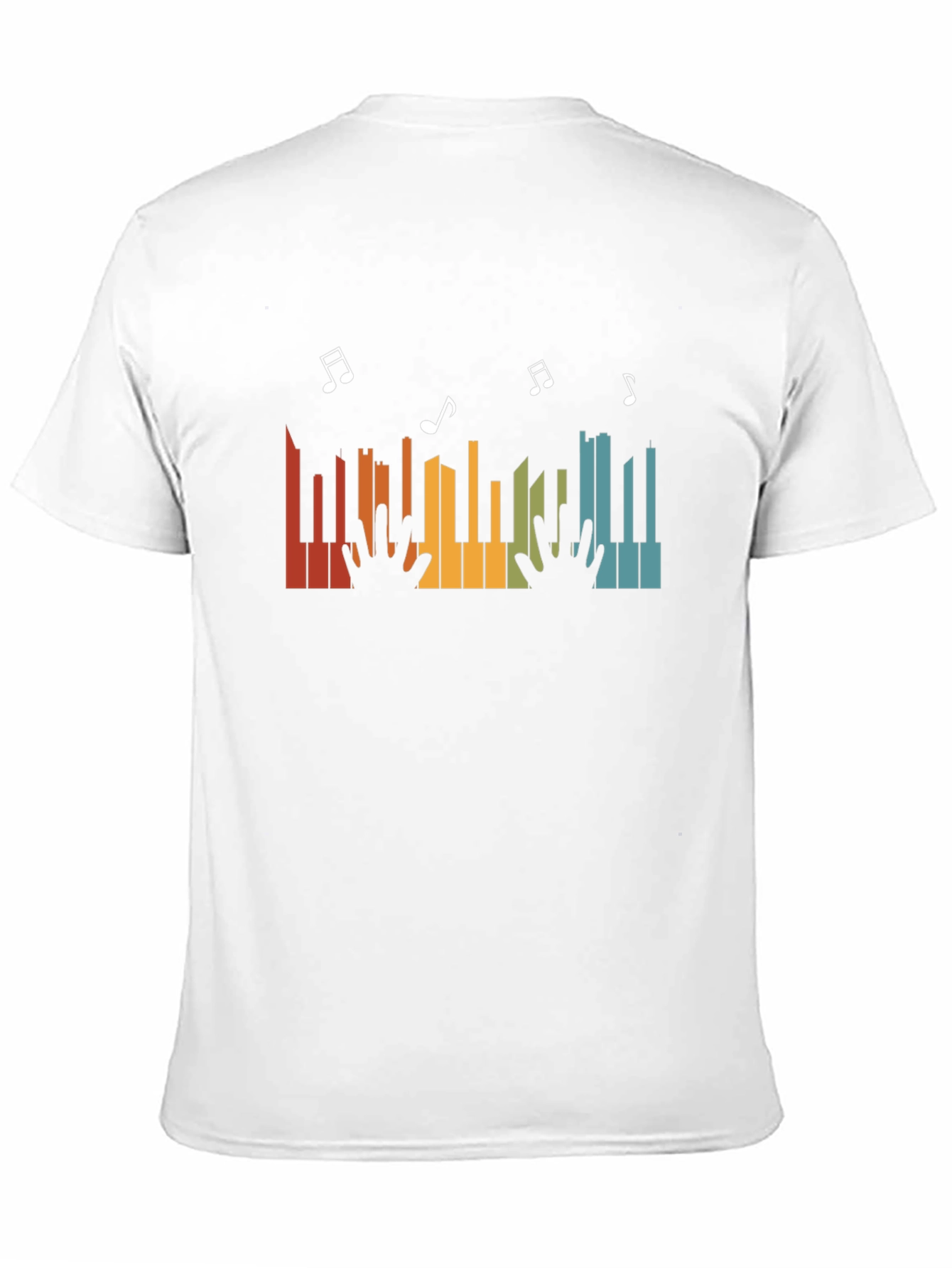 Retro Piano Music Notes Graphic T-Shirt - Black