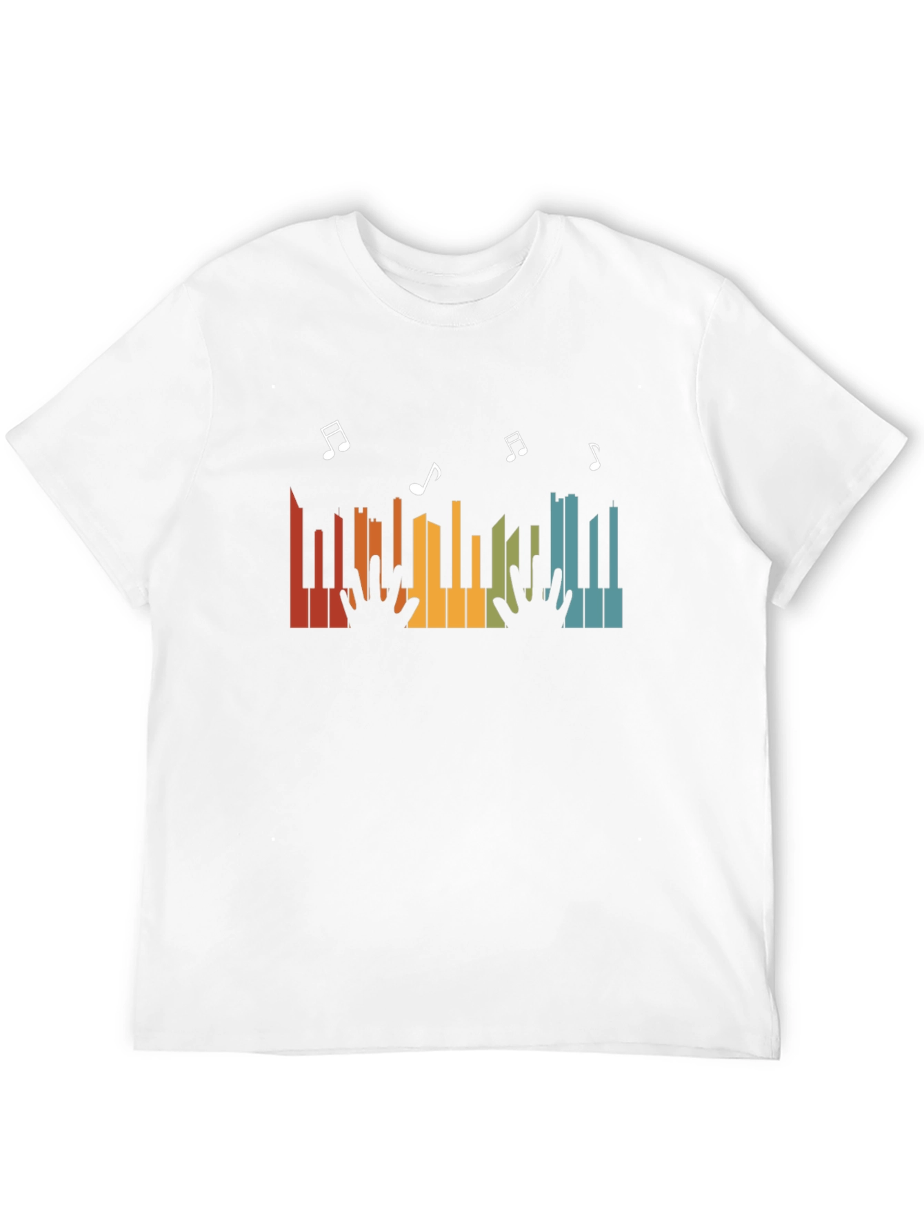 Retro Piano Music Notes Graphic T-Shirt - Black