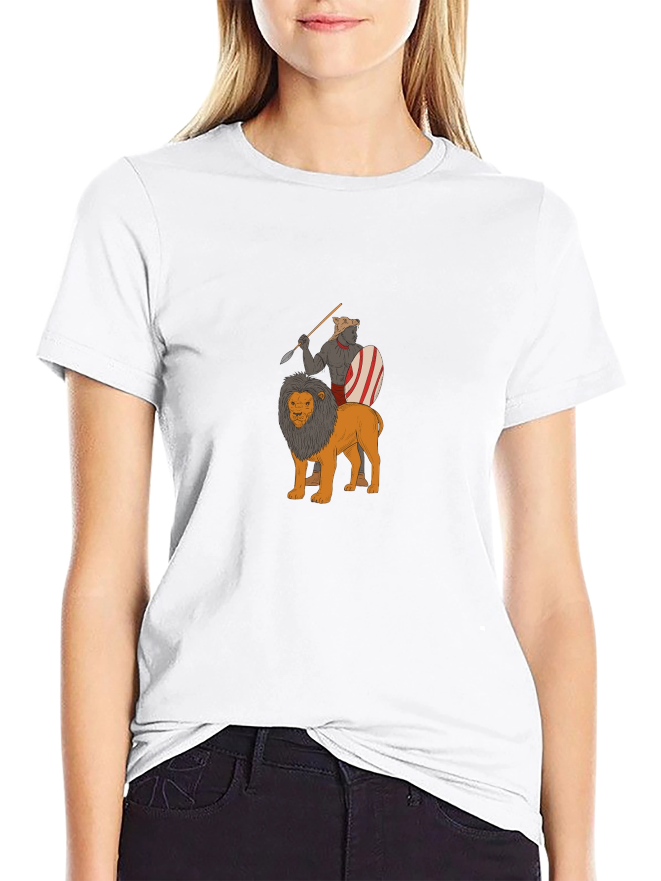 Warrior Riding Lion Graphic Tee