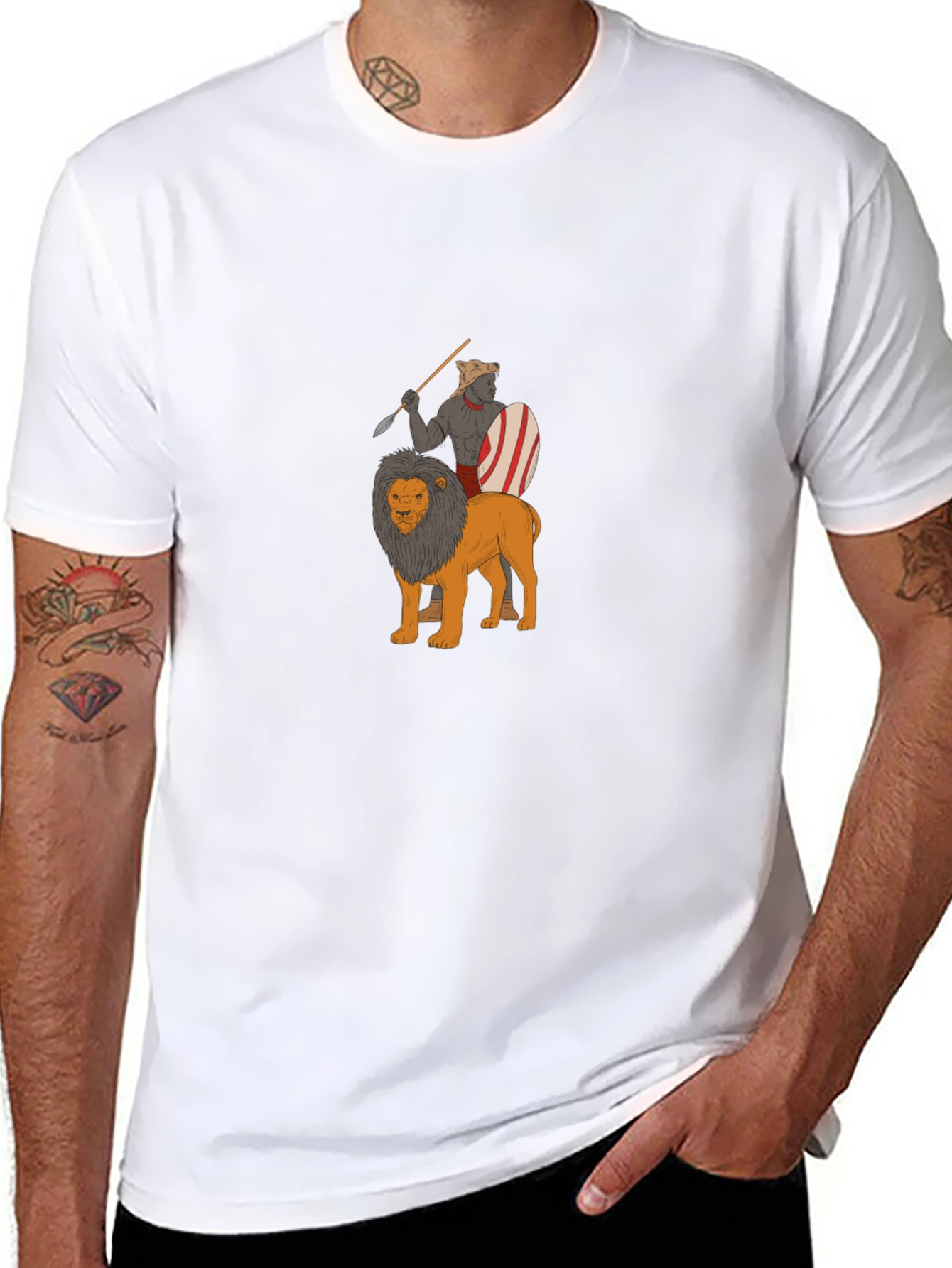 Warrior Riding Lion Graphic Tee