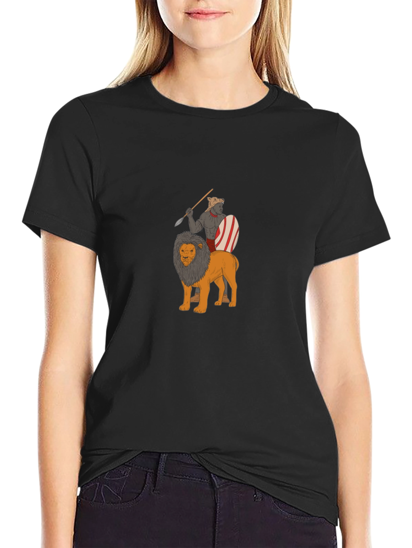 Warrior Riding Lion Graphic Tee
