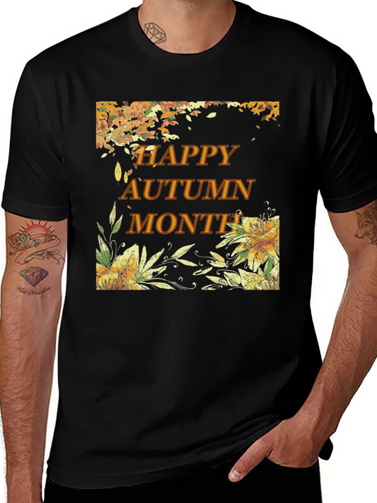 Happy Autumn Month Black T-Shirt