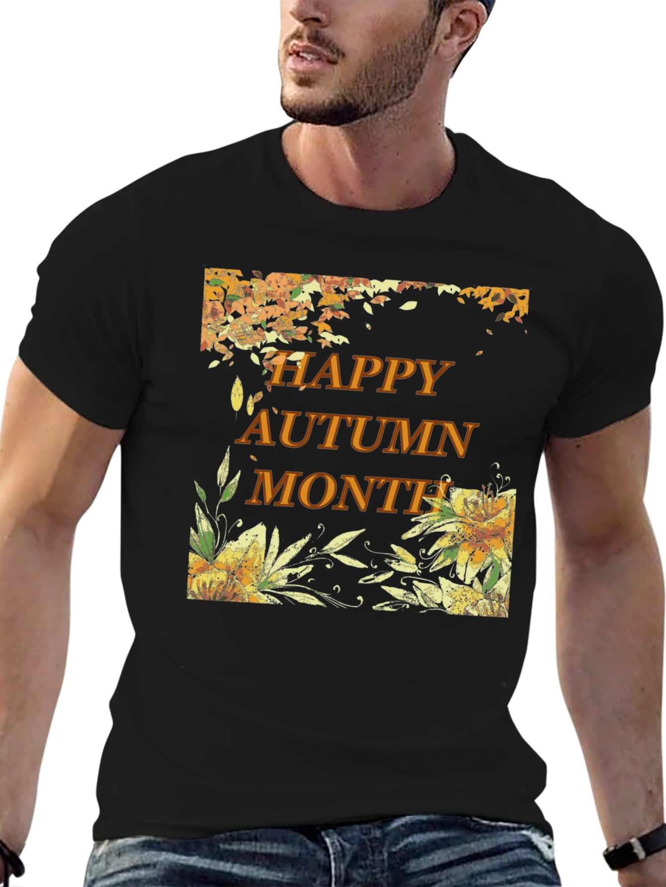 Happy Autumn Month Black T-Shirt