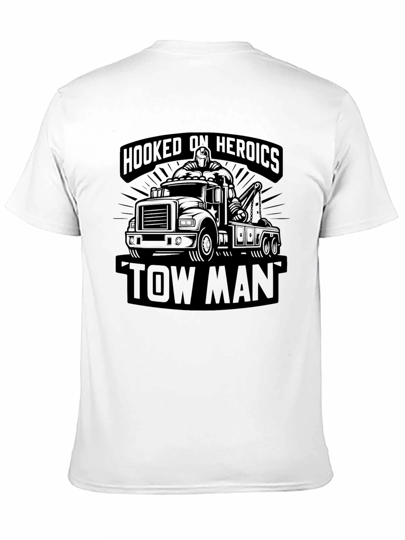 Hooked on Heroics Tow Man Black T-Shirt