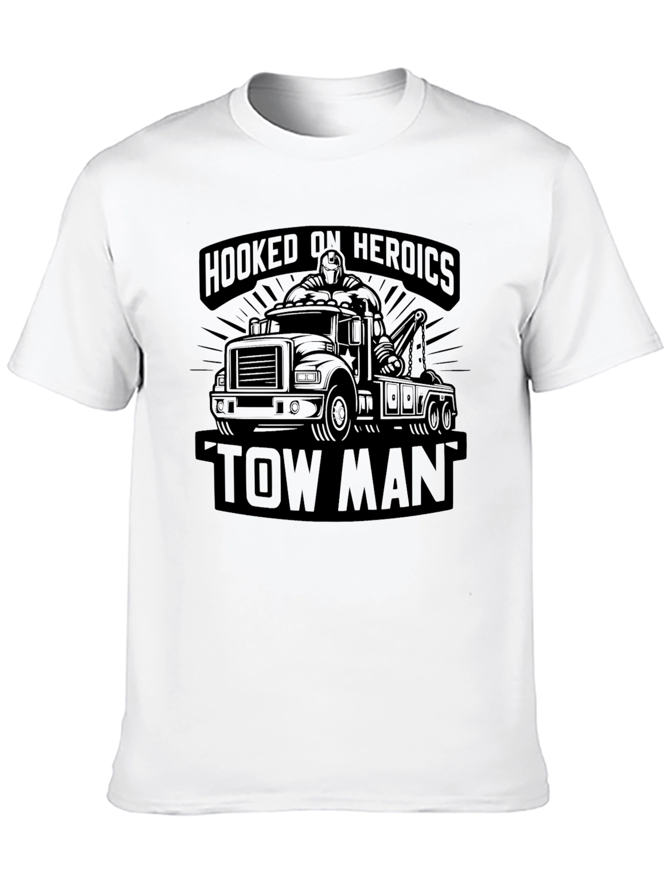Hooked on Heroics Tow Man Black T-Shirt
