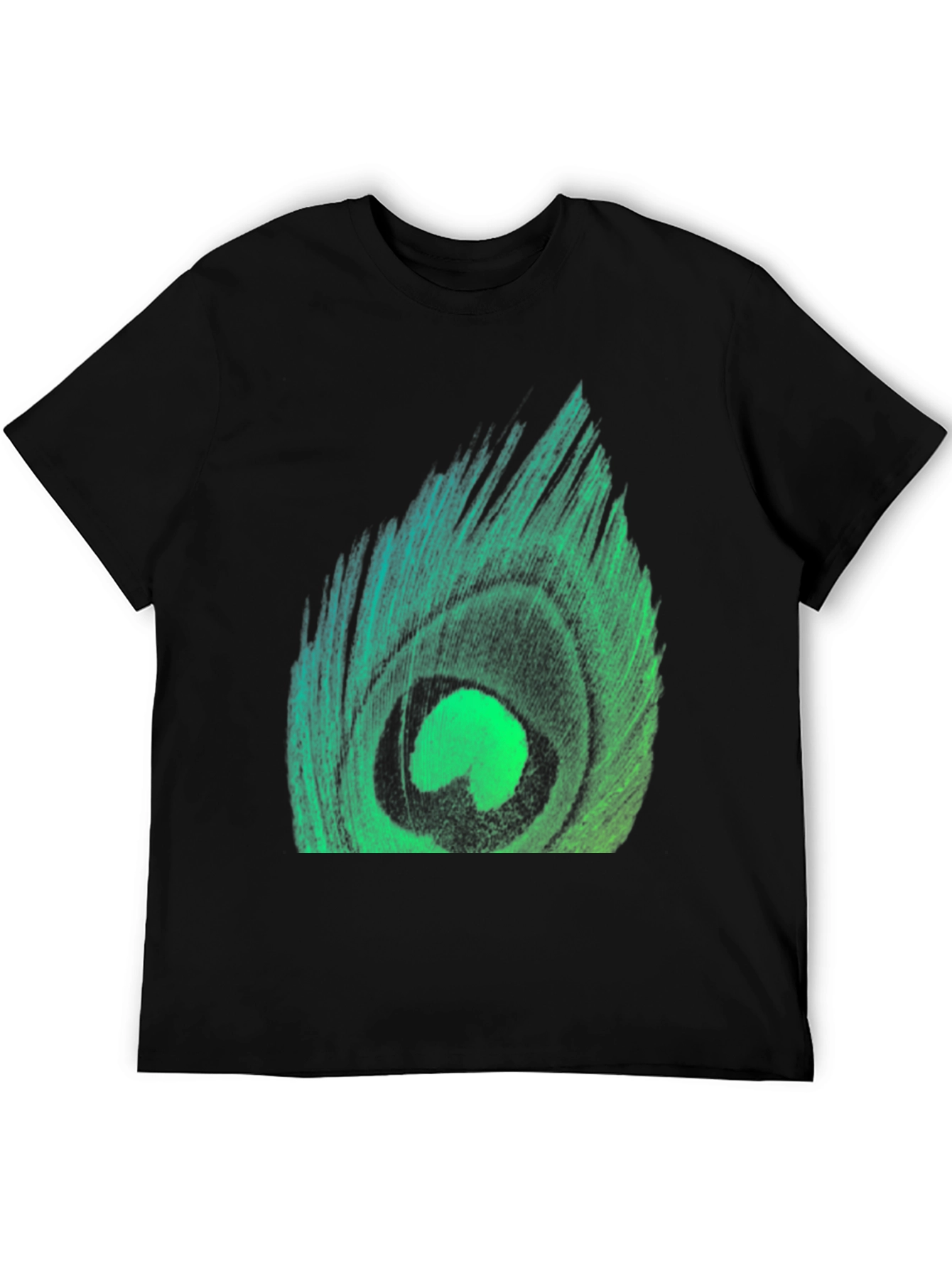 Peacock Feather Graphic Tee - Stylish Black T-Shirt