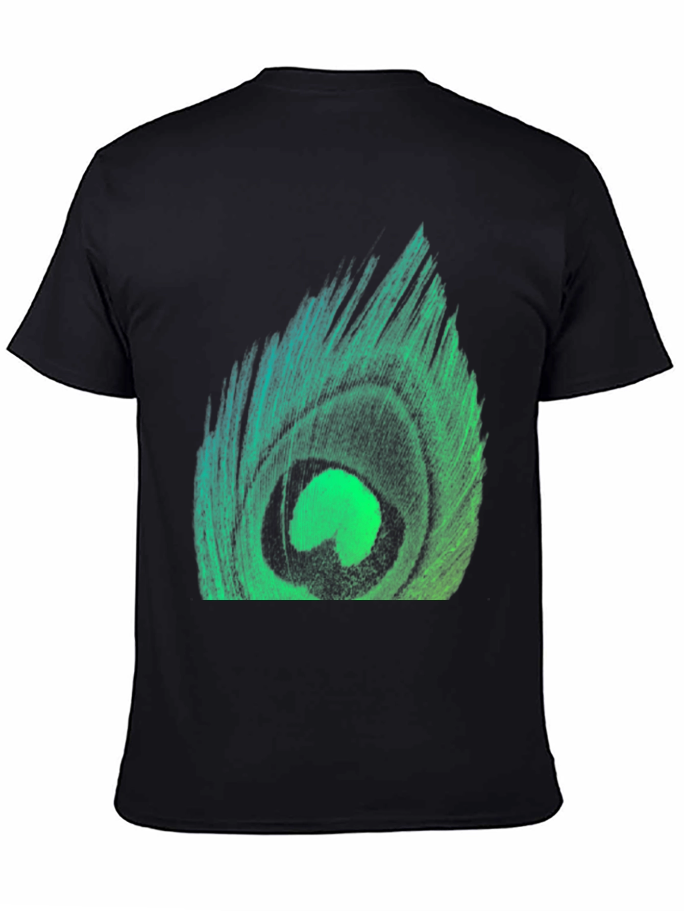 Peacock Feather Graphic Tee - Stylish Black T-Shirt
