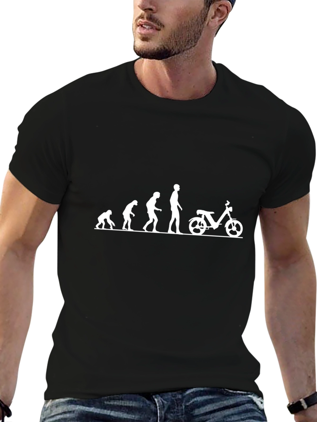Evolution of Moped Rider Funny Graphic T-Shirt