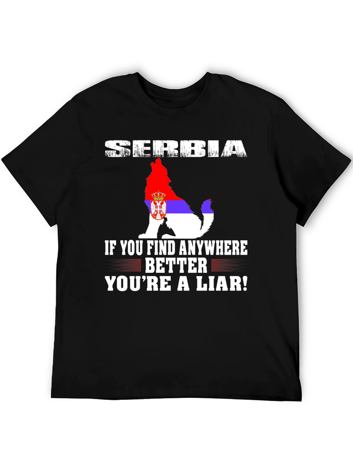 Serbia Wolf Flag Graphic Tee - Patriotic Pride T-Shirt