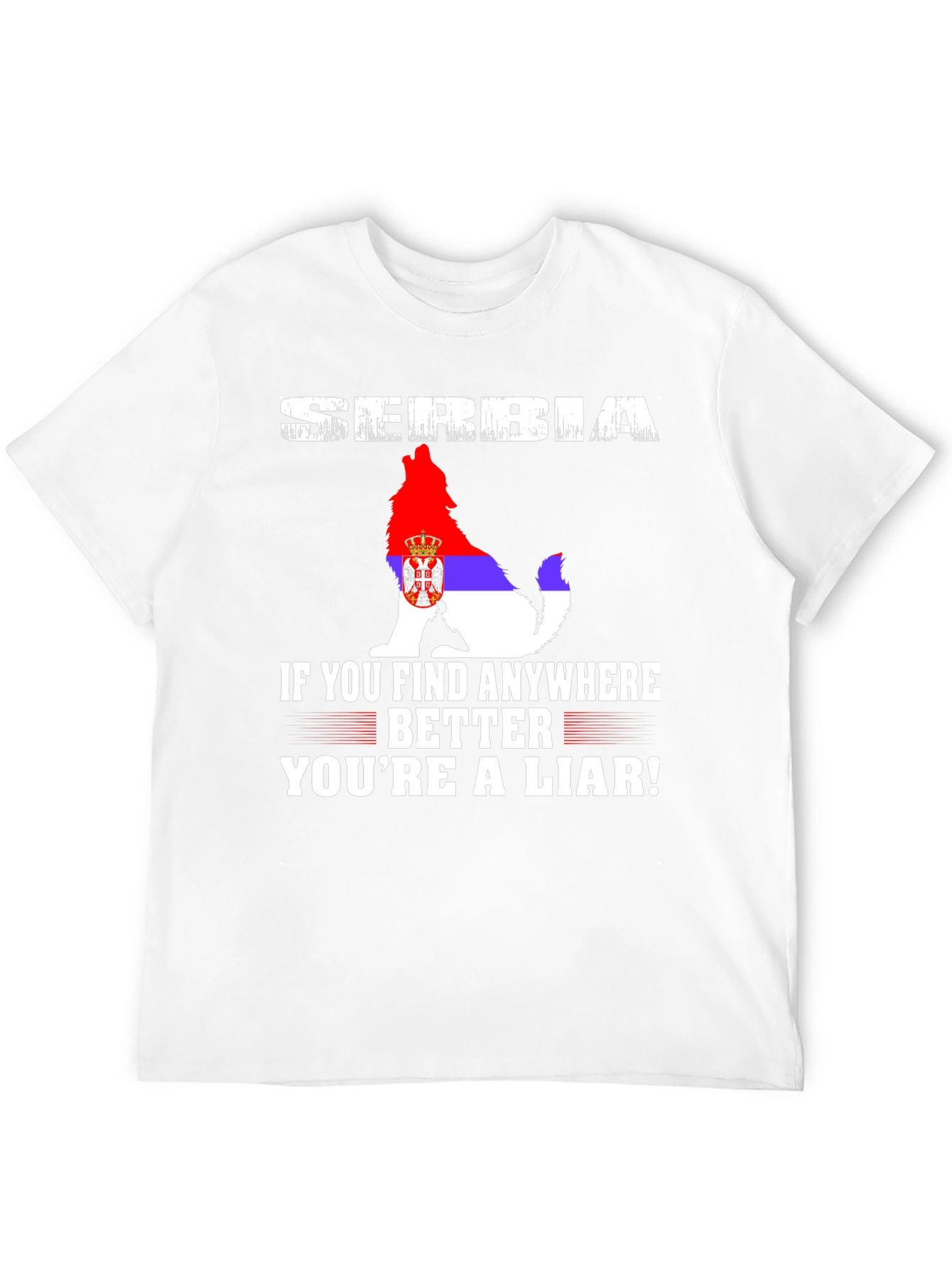 Serbia Wolf Flag Graphic Tee - Patriotic Pride T-Shirt