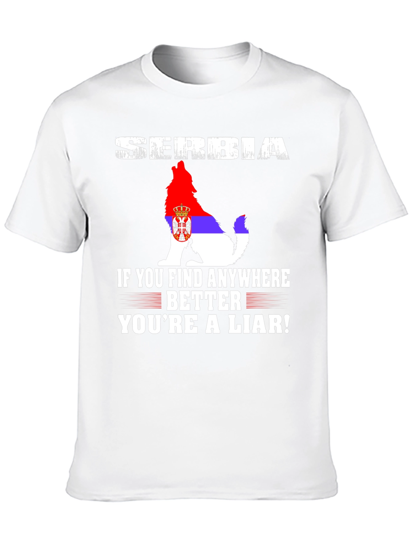 Serbia Wolf Flag Graphic Tee - Patriotic Pride T-Shirt