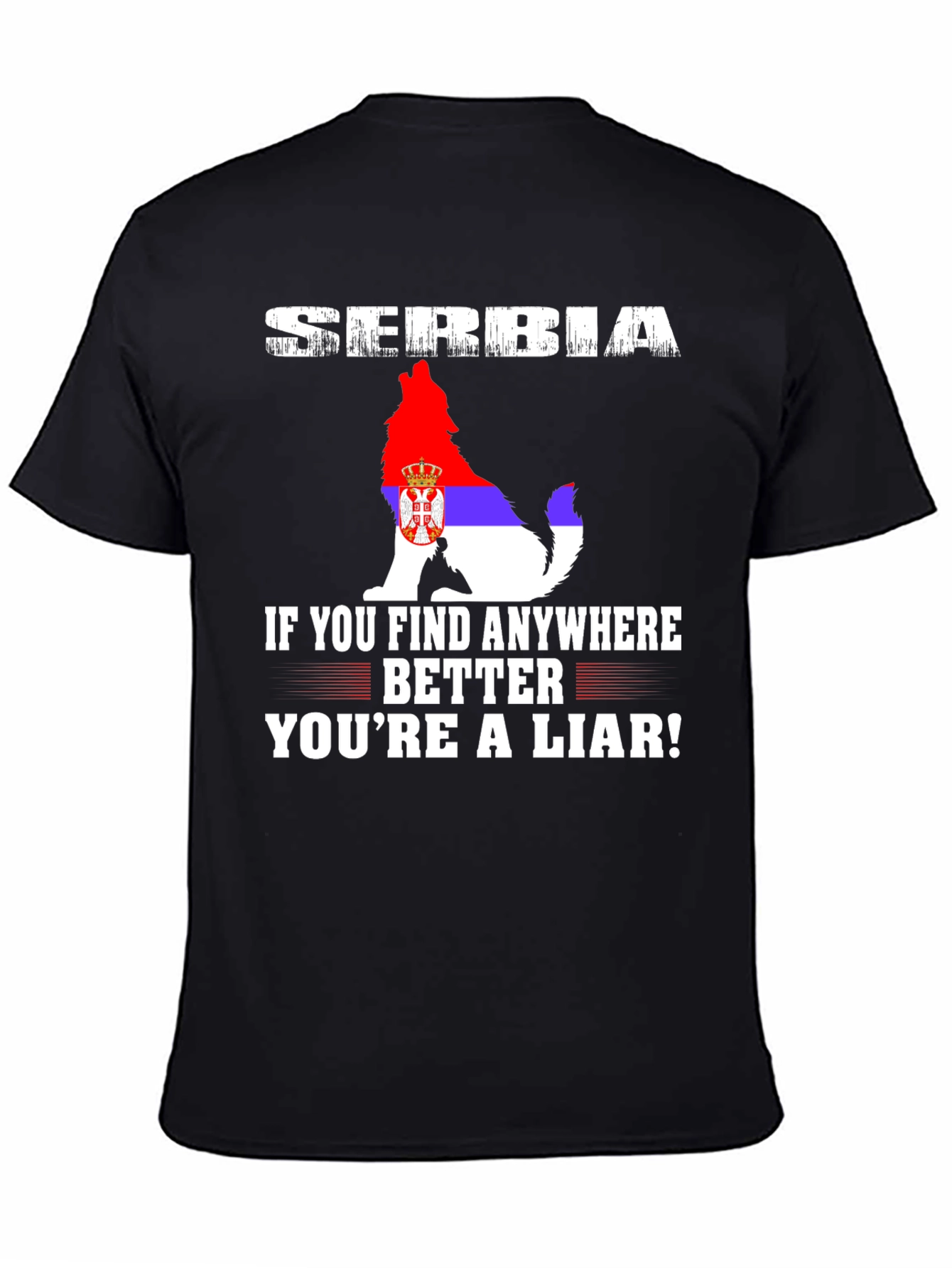 Serbia Wolf Flag Graphic Tee - Patriotic Pride T-Shirt