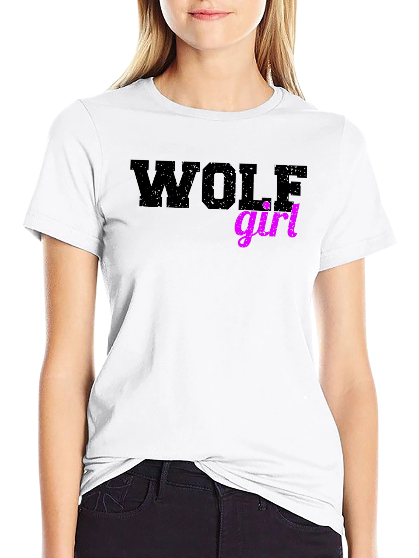 Wolf Girl Graphic Tee - Trendy Novelty T-Shirt