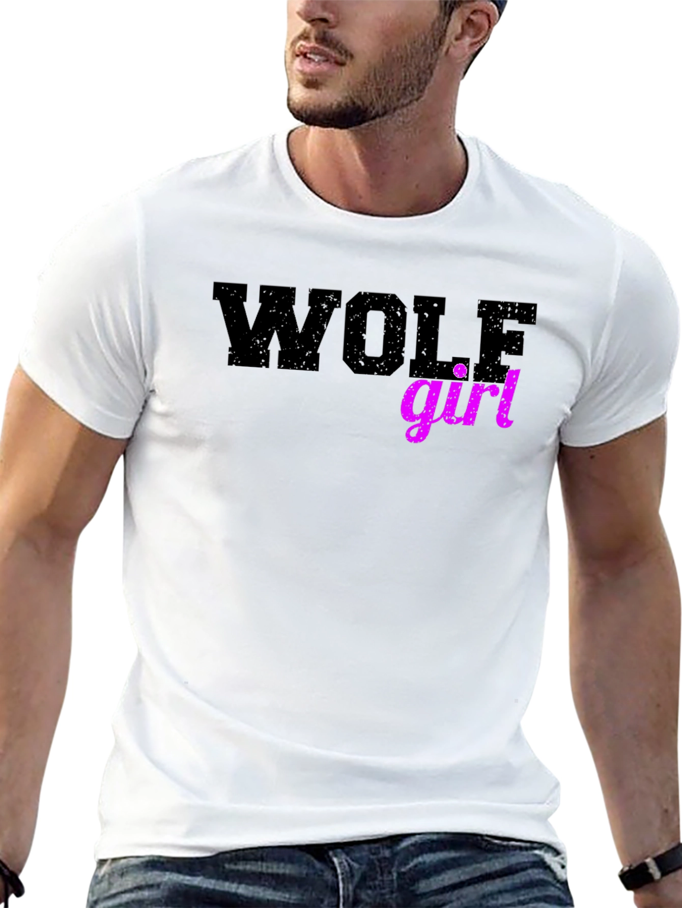 Wolf Girl Graphic Tee - Trendy Novelty T-Shirt