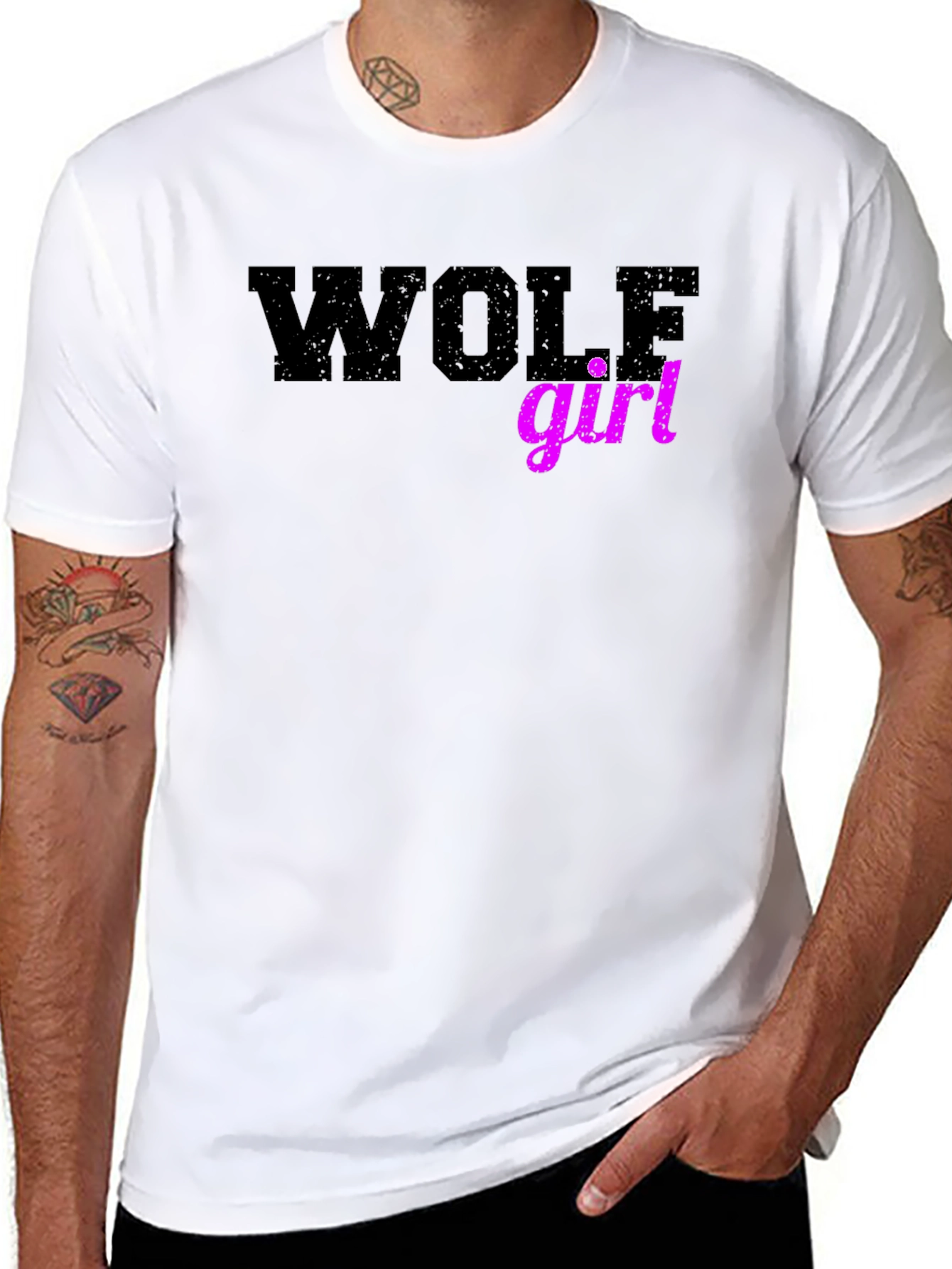 Wolf Girl Graphic Tee - Trendy Novelty T-Shirt