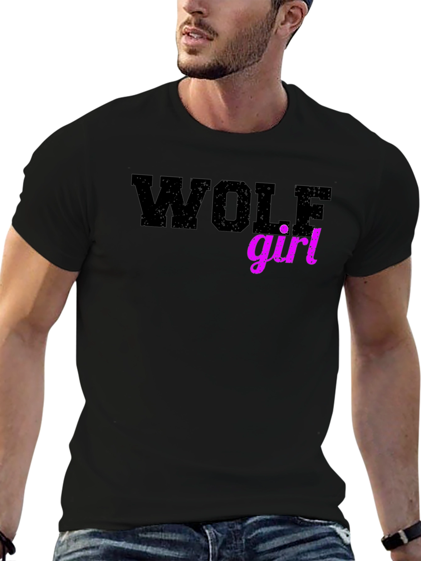 Wolf Girl Graphic Tee - Trendy Novelty T-Shirt