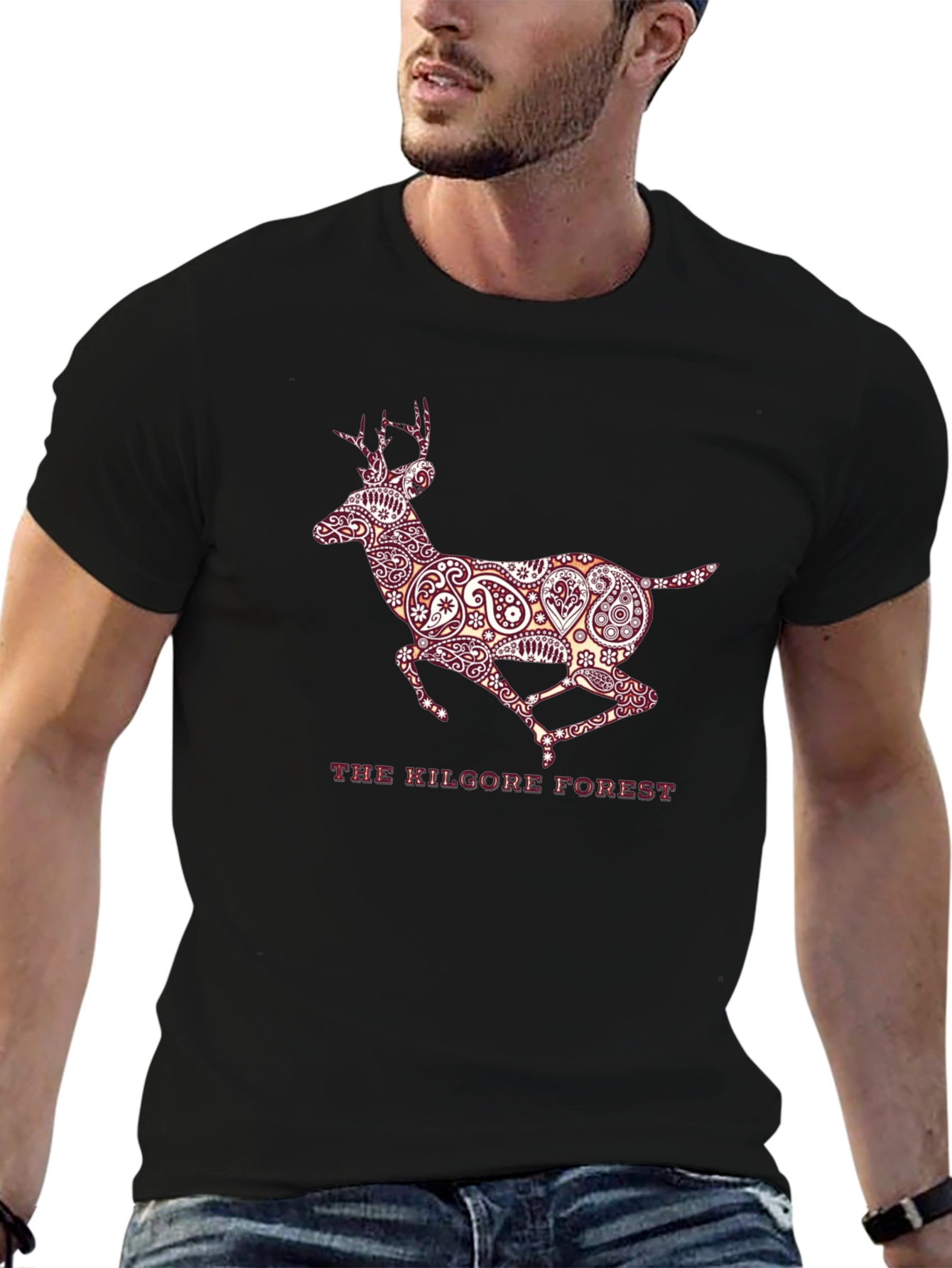 Kilgore Forest Deer Graphic T-Shirt - Black