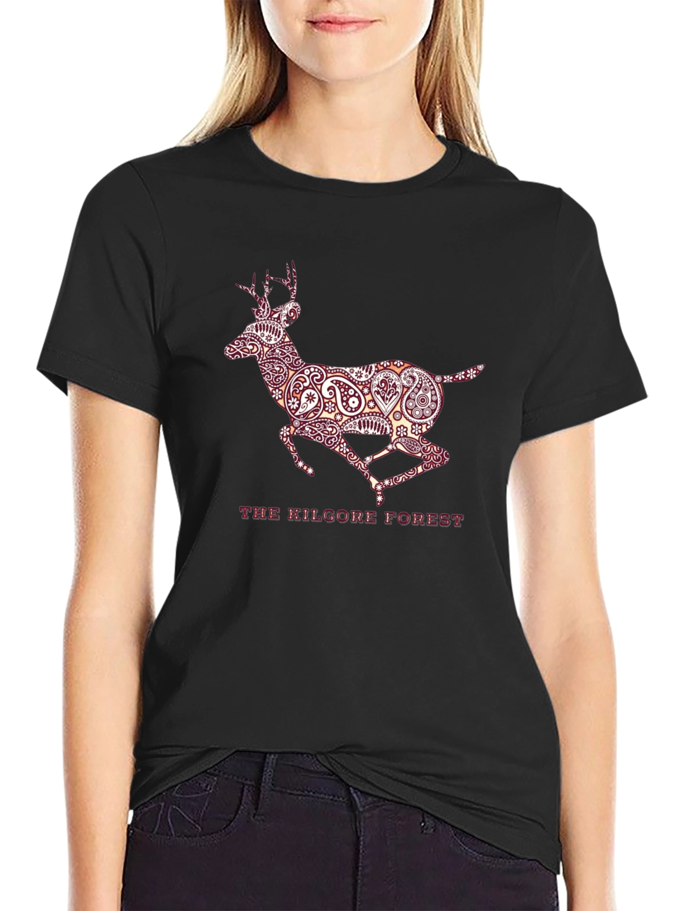 Kilgore Forest Deer Graphic T-Shirt - Black