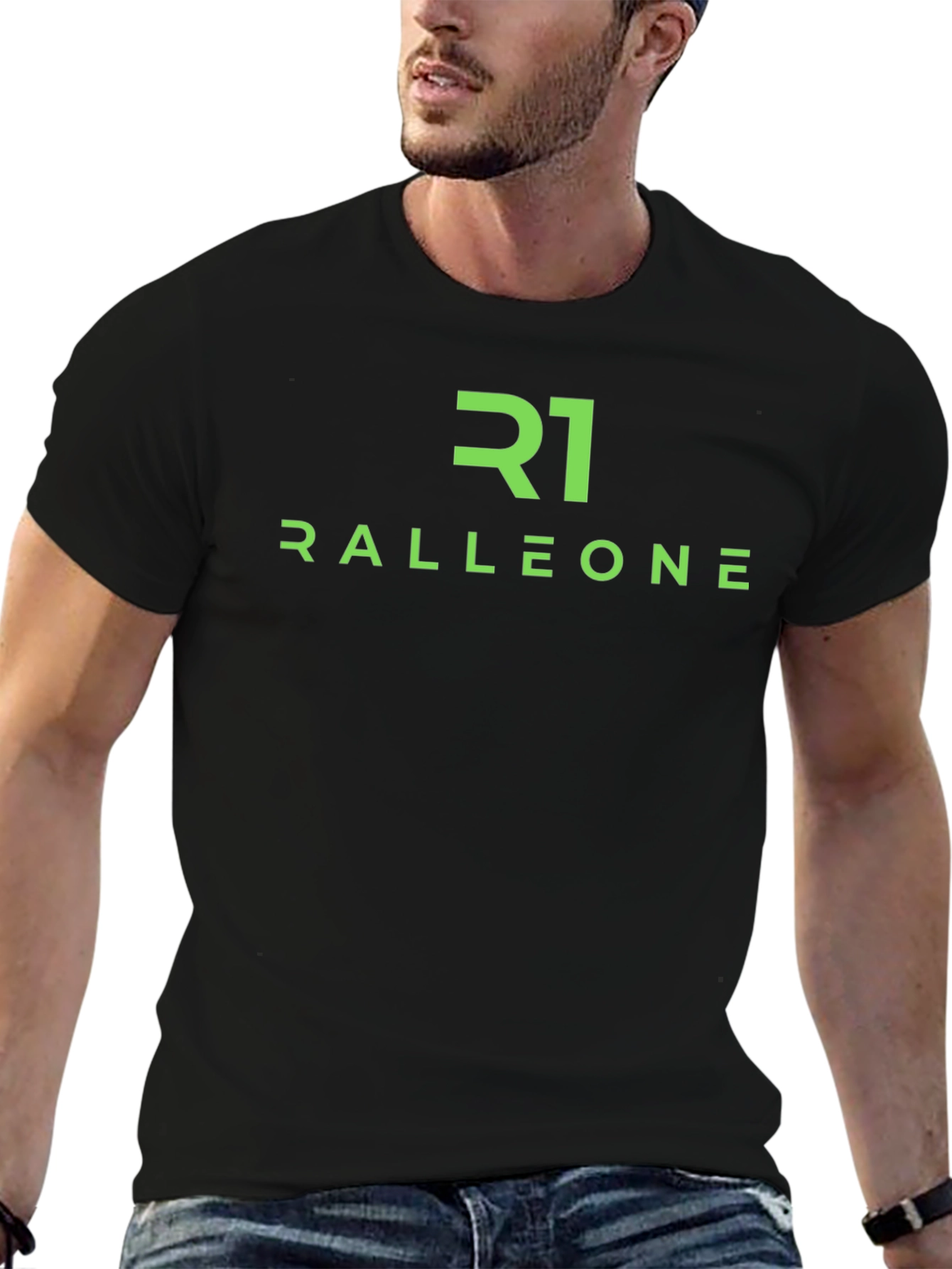Ralleone Graphic Tee - Black Cotton Blend Casual T-Shirt